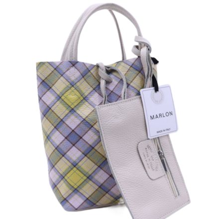 Marlon Firenze mini shopper táska kockás bézs színű