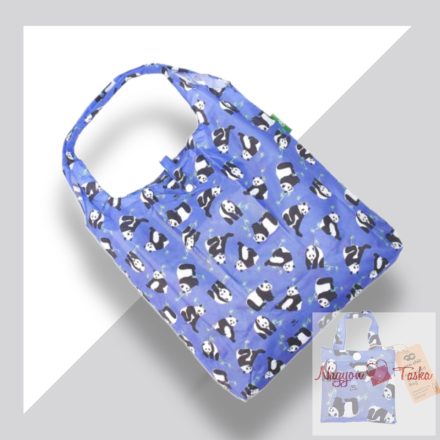 Összehajtható bevásárló táska pandamackó kék