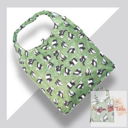 Összehajtható bevásárló táska pandamackó zöld